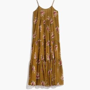Madewell Cami Tier Midi Dress in Metallic Classic Corsage